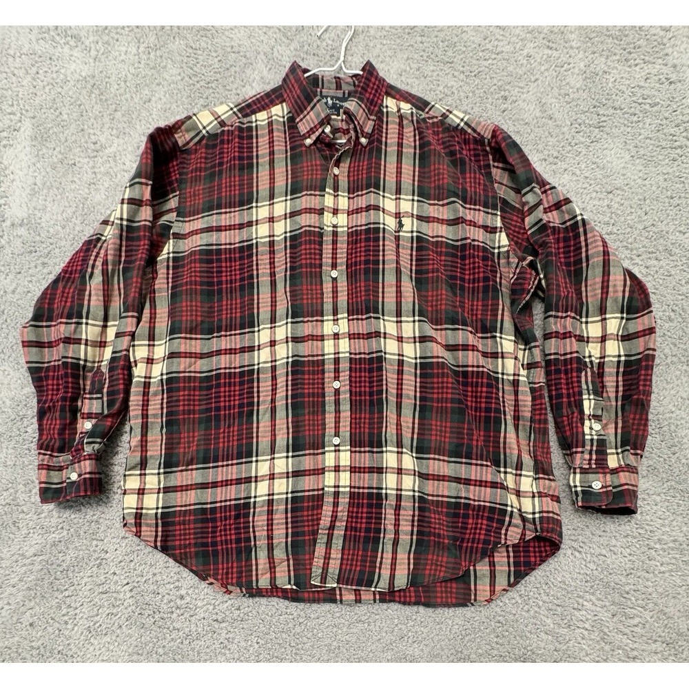 Polo Ralph Lauren Mens Blake Long Sleeve‎ Shirt  Plaid Button L 100% Cotton